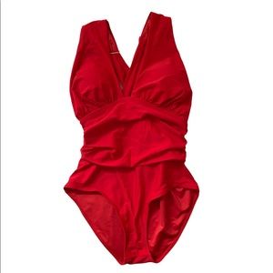 You Dian Red one-piece Tummy Control swimsuit szM